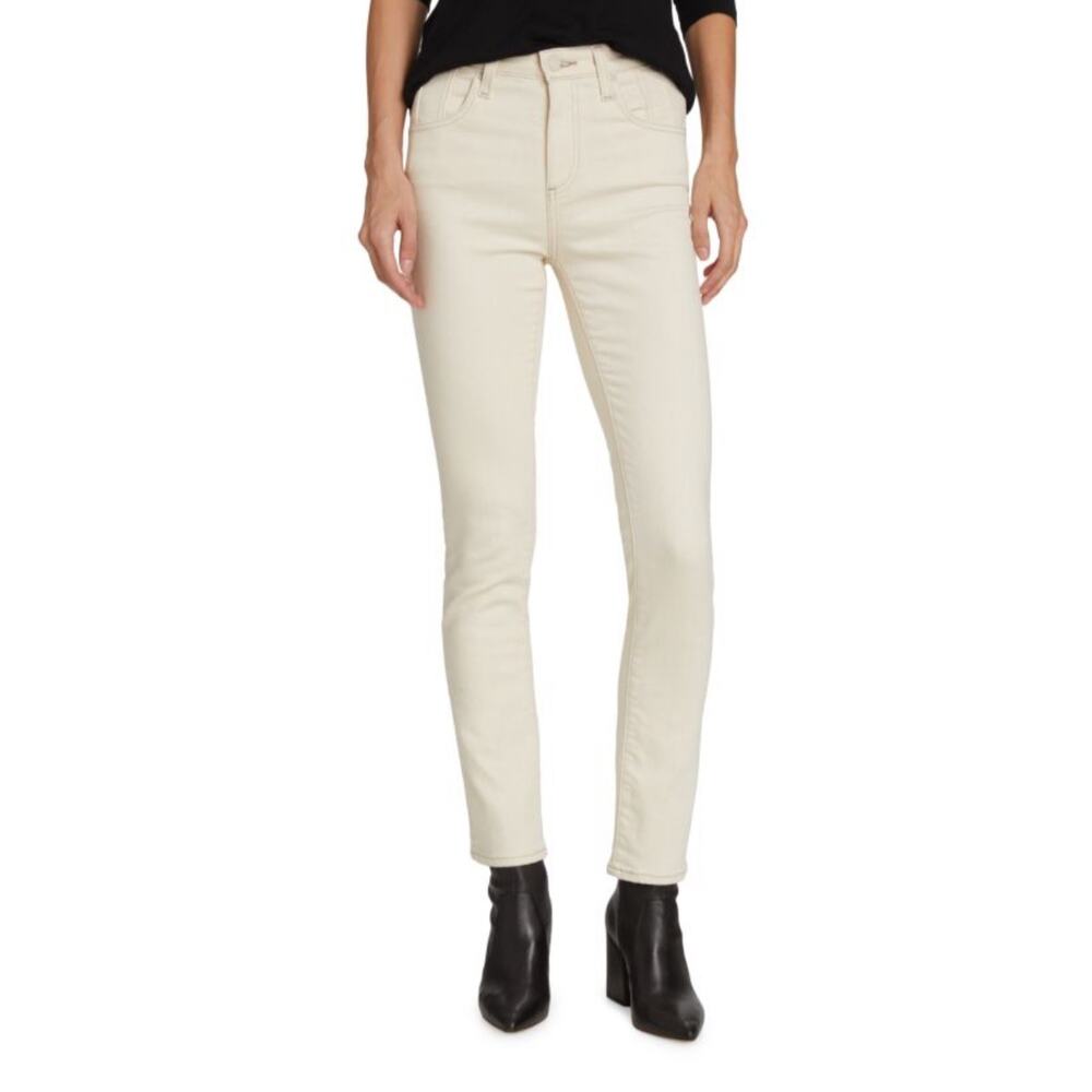AG Adriano Goldschmied Paneled Mari High-Rise Slim Straight Beige Jeans Size 25R